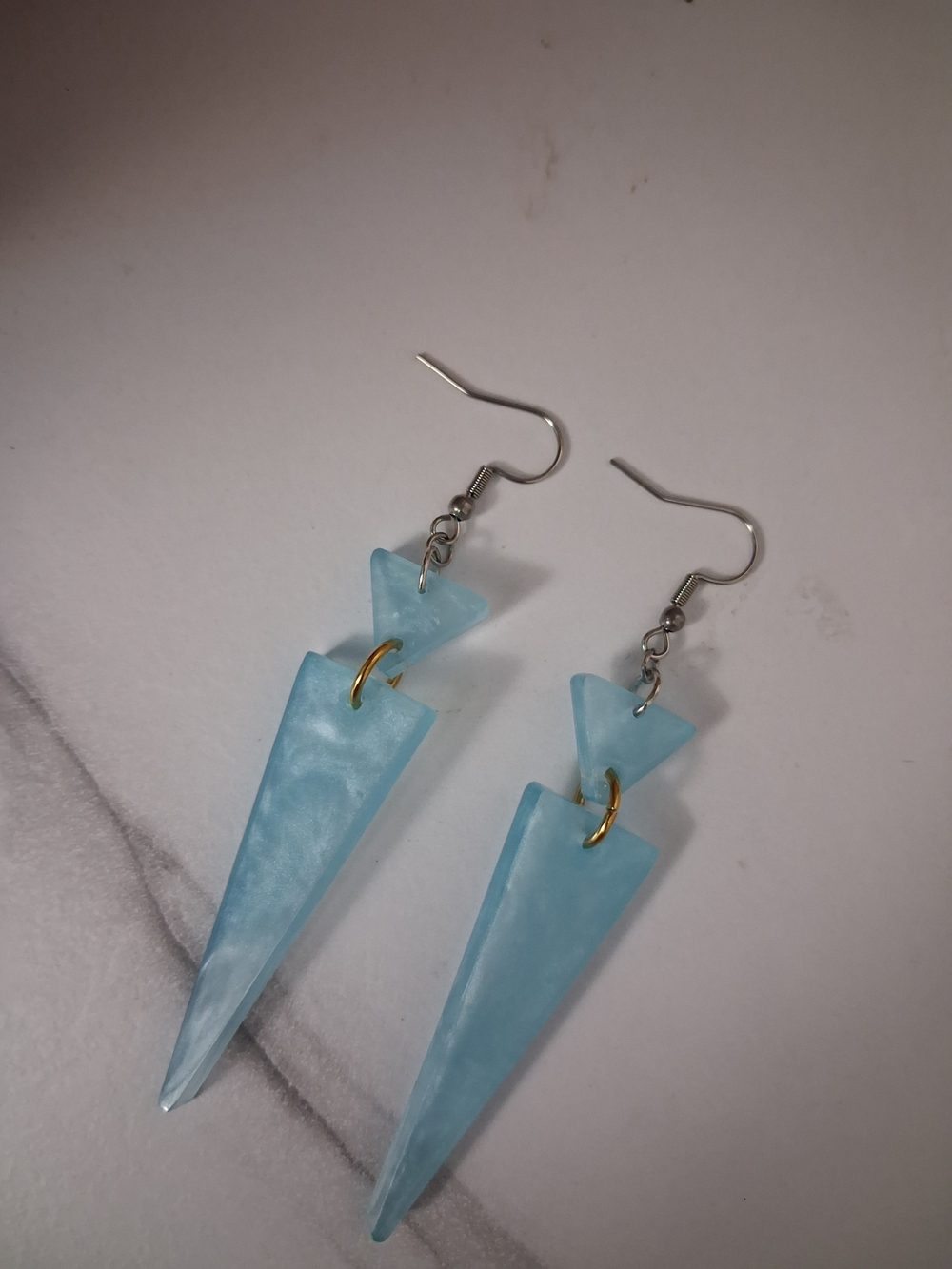 Sky Blue Geometric Dangle Earrings - Lightweight Acrylic